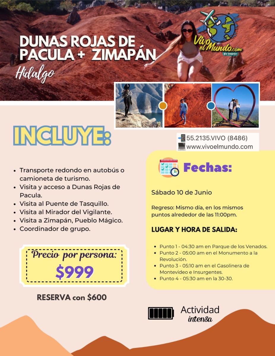 Tour Dunas Rojas de Pacula. Zimapan. Hidalgo, Mexico